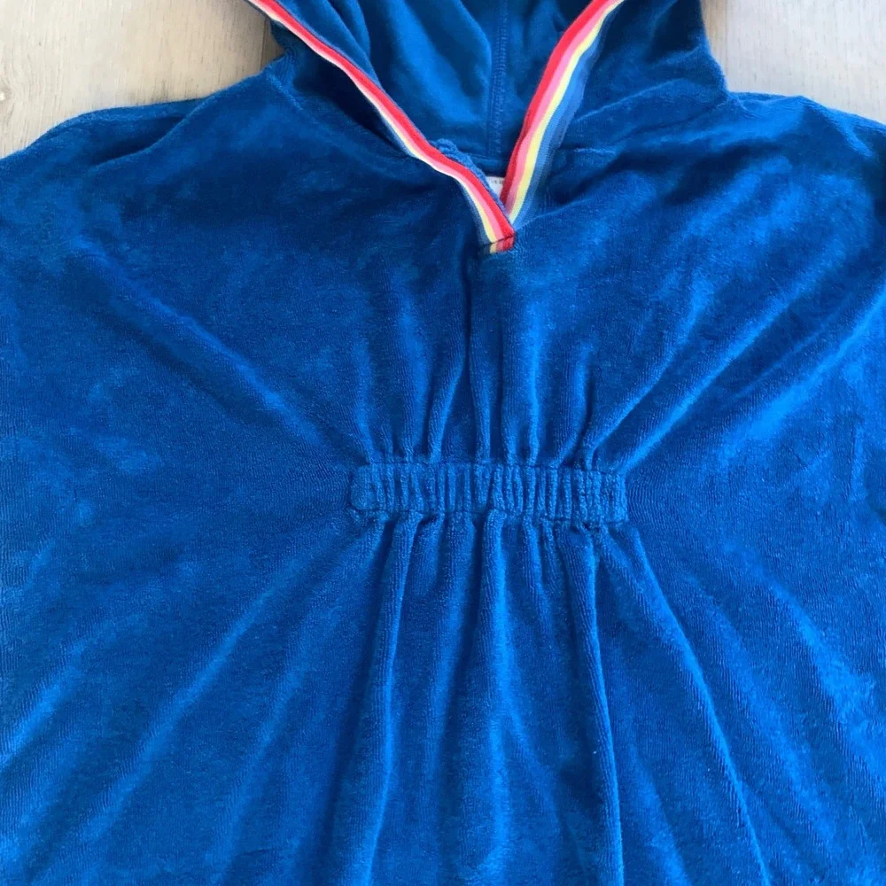 Hanna Andersson Kids Blue Terry Cloth Hooded Beach Cover Up Rainbow US 10 140cm